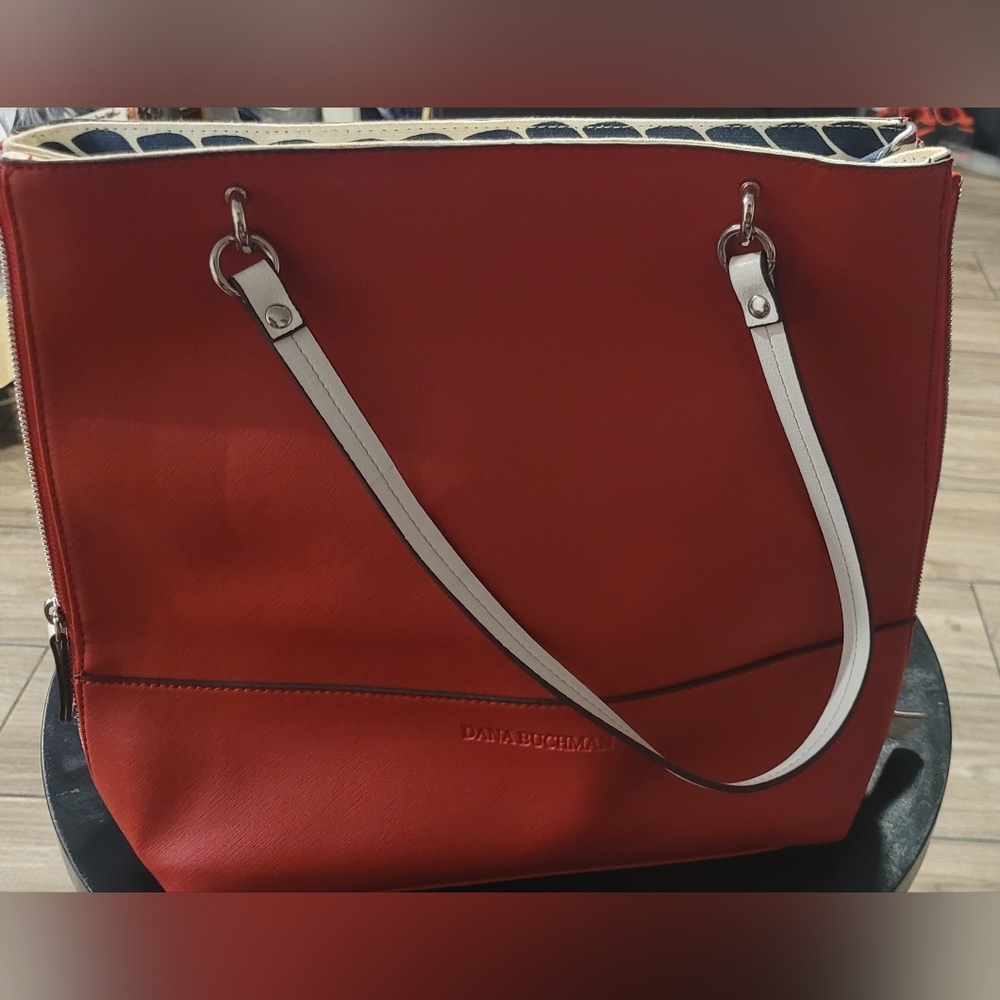 Dana Buchman Red Tote with White Straps